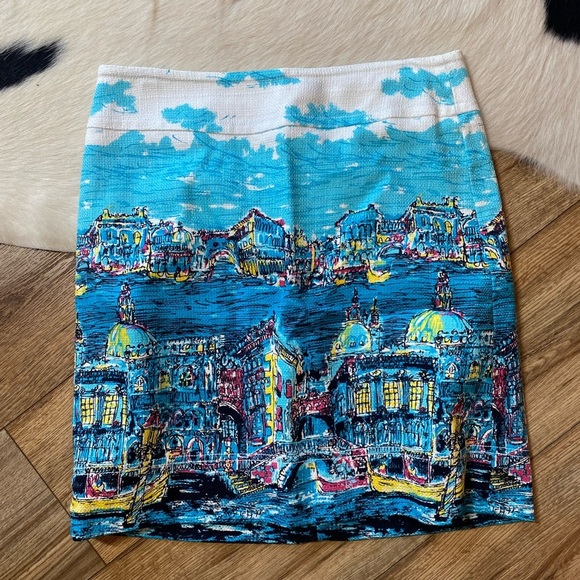 Talbots Women's Venice Italy Scene Knee Length Lined Skirt - Picture 1 of 7